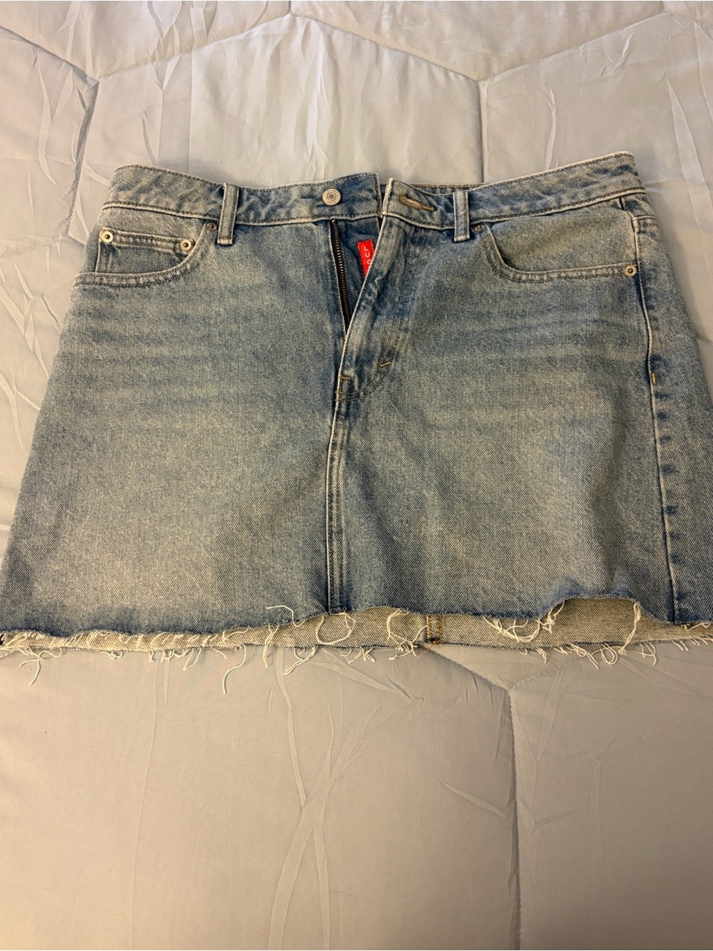 Lucky Brand Light Blue Distressed Denim Mini Skirt